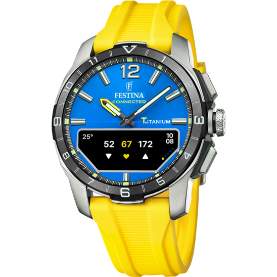 Montre connectée homme Festina CONNECTED F23000/Q – cadran bleu bracelet caoutchouc – vue de face 2