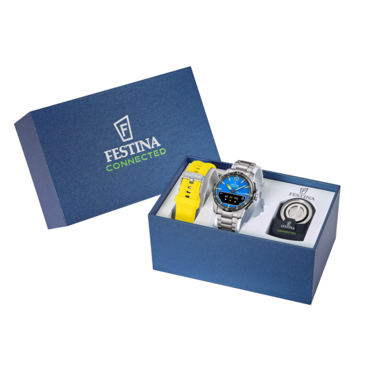 Montre connectée homme Festina CONNECTED F23000/Q – cadran bleu bracelet caoutchouc – vue de profil