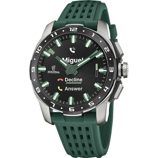 Montre connectée homme Festina CONNECTED F23305/1 – cadran noir bracelet souple – vue de face