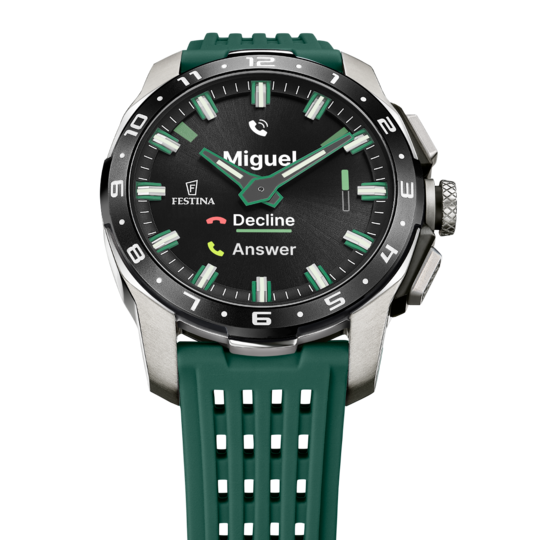 Montre connectée homme Festina CONNECTED F23305/1 – cadran noir bracelet souple – vue de profil