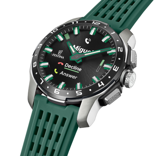 Montre connectée homme Festina CONNECTED F23305/1 – cadran noir bracelet souple – vue de profil 2