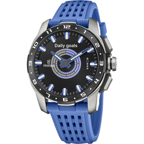 Montre connectée homme Festina CONNECTED F23305/2 – cadran noir bracelet souple – vue de face