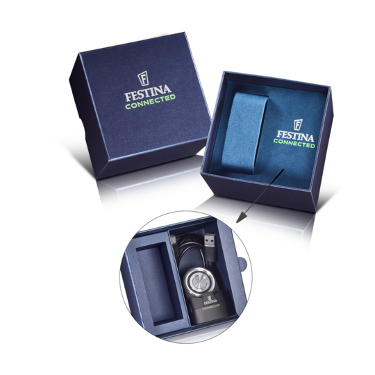 Montre connectée homme Festina CONNECTED F23305/2 – cadran noir bracelet souple – vue de profil 5