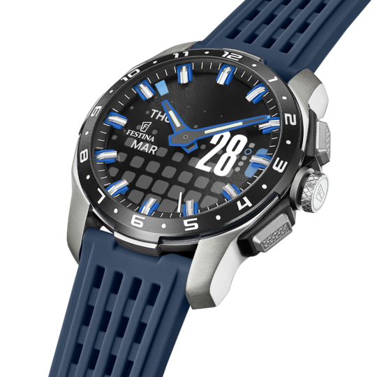 Montre connectée homme Festina CONNECTED F23305/3 – cadran noir bracelet souple – vue de profil 3