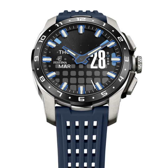 Montre connectée homme Festina CONNECTED F23305/3 – cadran noir bracelet souple – vue de profil 2