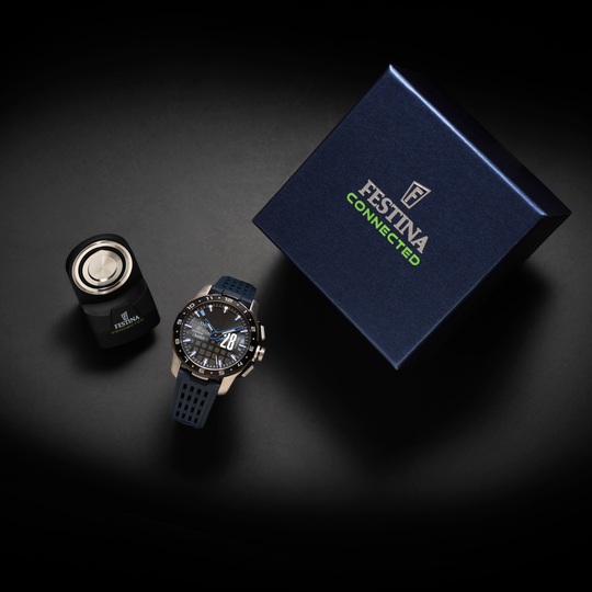 Montre connectée homme Festina CONNECTED F23305/3 – cadran noir bracelet souple – vue de profil