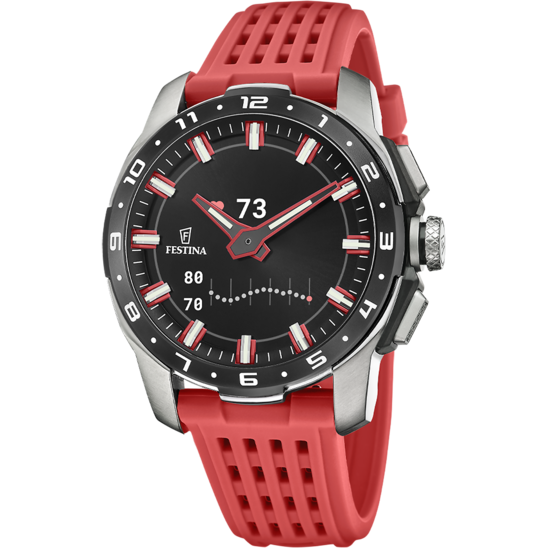 Montre connectée homme Festina CONNECTED F23305/4 – cadran noir bracelet souple – vue de face
