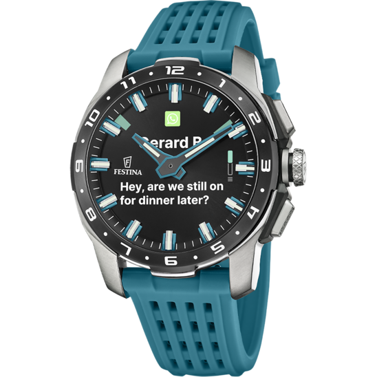 Montre connectée homme Festina CONNECTED F23305/5 – cadran noir bracelet souple – vue de face