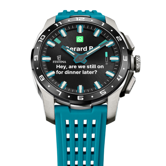Montre connectée homme Festina CONNECTED F23305/5 – cadran noir bracelet souple – vue de profil