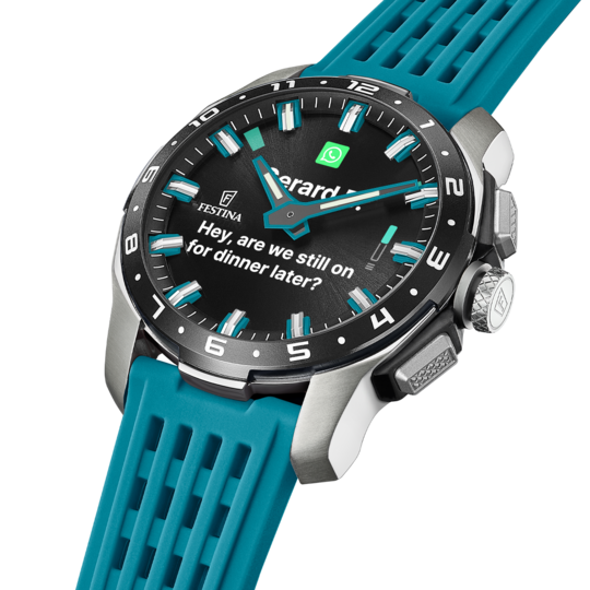 Montre connectée homme Festina CONNECTED F23305/5 – cadran noir bracelet souple – vue de profil 2