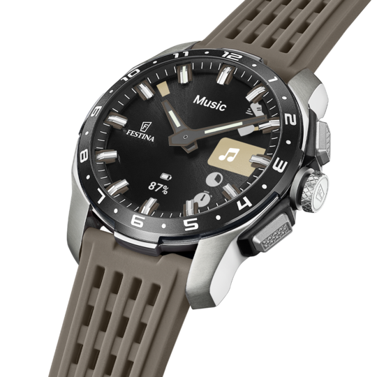 Montre connectée homme Festina CONNECTED F23305/6 – cadran noir bracelet souple – vue de profil 2