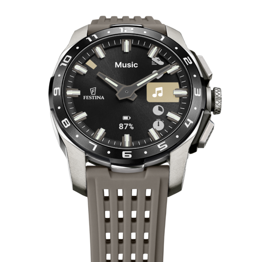 Montre connectée homme Festina CONNECTED F23305/6 – cadran noir bracelet souple – vue de profil