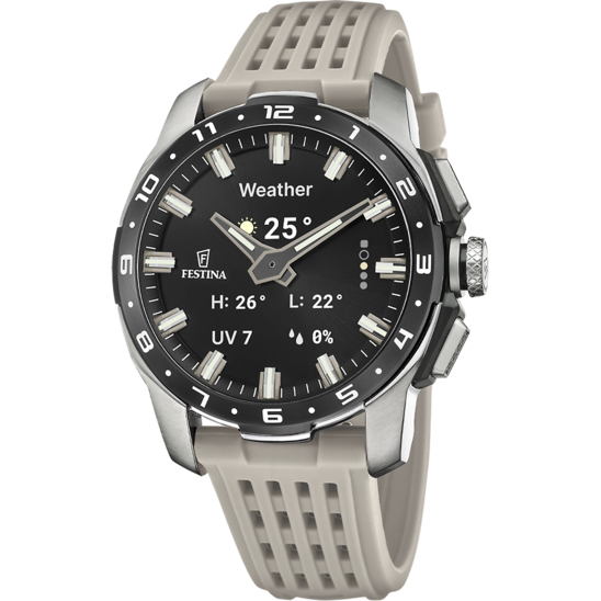 Montre connectée homme Festina CONNECTED F23305/7 – cadran noir bracelet souple – vue de face