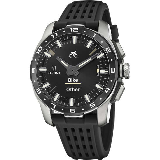 Montre connectée homme Festina CONNECTED F23305/8 – cadran noir bracelet souple – vue de face