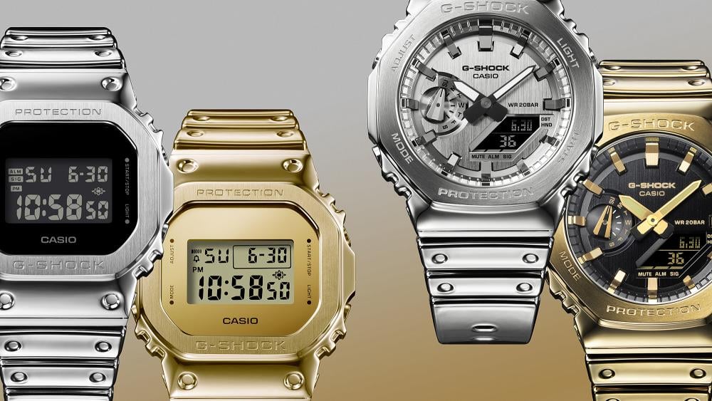 Collection G-Shock - GM-2100YMG-9AER - Montre Casio – boîtier octogonal à lunette métallique dorée, bracelet en silicone doré – vue 6