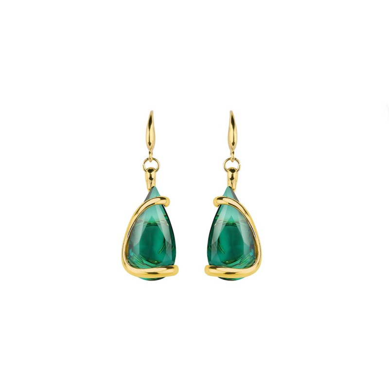Boucles d'oreilles Florence Small OE1 – Doré – Émeraude