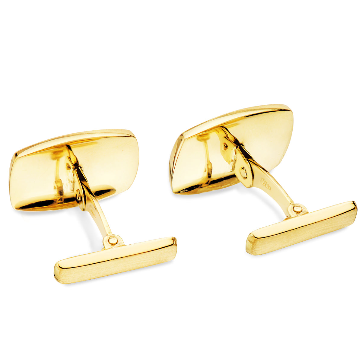18K gul guld matte og skinnende tunnelmanchetknapper 17X13 mm stiv gyngelås