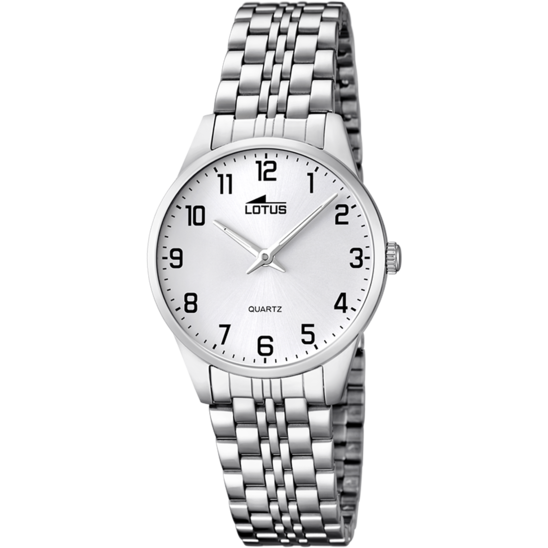 Montre femme Lotus Classic Steel 15884/1 – cadran blanc bracelet acier – vue de face
