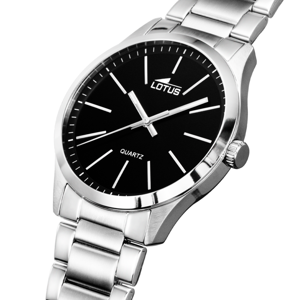 Minimalist - Model 15959/3 - Silver and Black - Lotus Watch