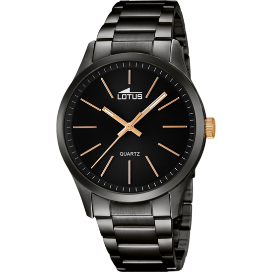 Montre homme Lotus Minimalist For Him 18162/2 – cadran noir bracelet acier noir – vue de face
