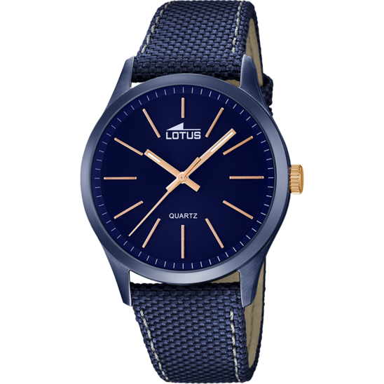 Montre homme Lotus Minimalist For Him 18166/2 – cadran bleu bracelet cuir – vue de face