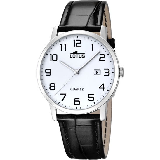 Montre homme Lotus Classic Strap 18239/1 – cadran blanc bracelet cuir – vue de face