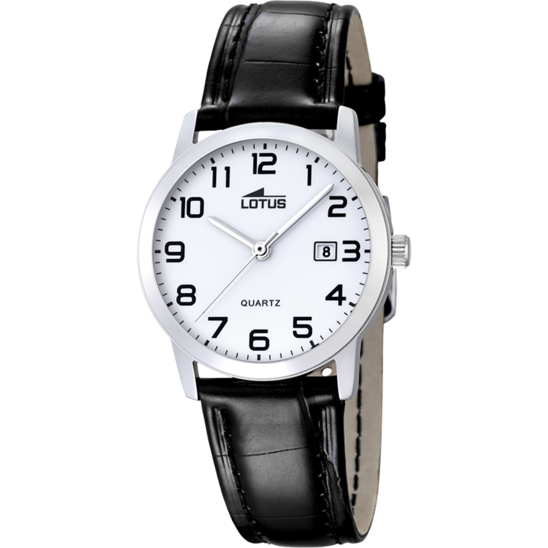 Montre femme Lotus Classic Strap 18240/1 – cadran blanc bracelet cuir – vue de face