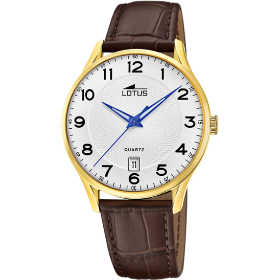 Montre homme Lotus Classic Strap 18403/E – cadran blanc bracelet cuir – vue de face