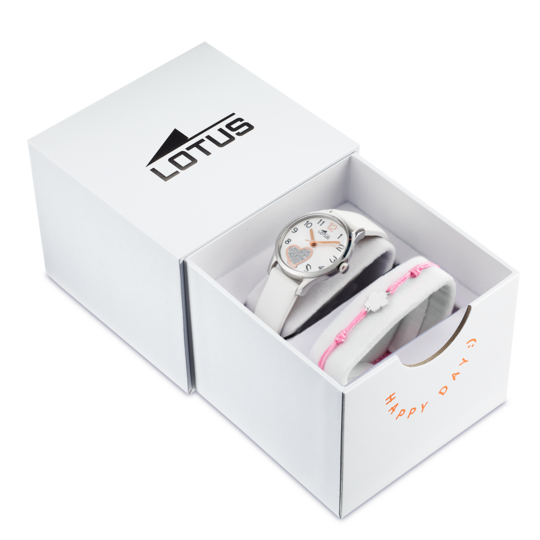 Montre enfant Lotus Junior 18406/E – cadran blanc bracelet cuir – vue de trois-quarts 2