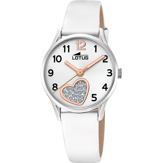 Montre enfant Lotus Junior 18406/E – cadran blanc bracelet cuir – vue de face