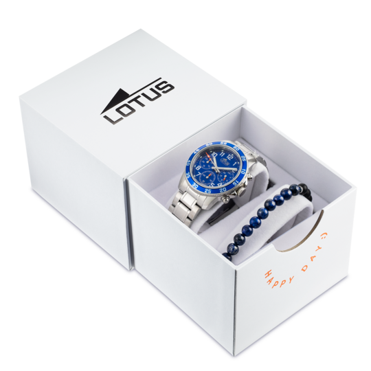 Montre enfant Lotus Junior 18580/6 – cadran bleu bracelet acier – vue de trois-quarts 2