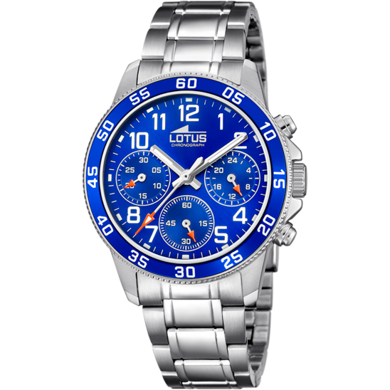 Montre enfant Lotus Junior 18580/6 – cadran bleu bracelet acier – vue de face