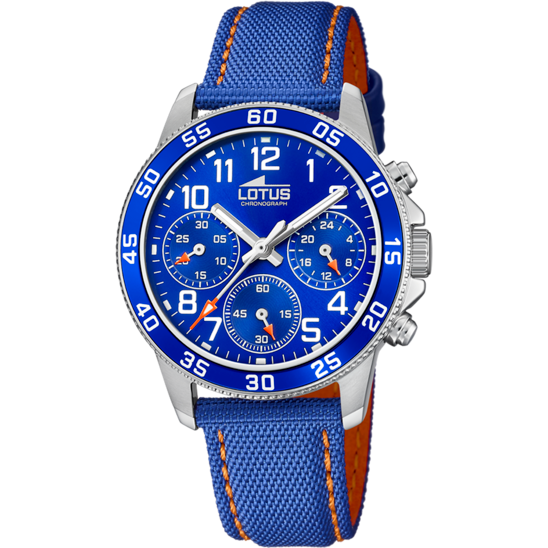 Montre enfant Lotus Junior 18581/6 – cadran bleu bracelet cuir – vue de face