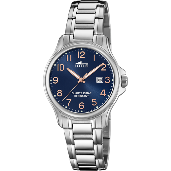 Montre femme Lotus Classic Steel 18655/2 – cadran bleu bracelet acier – vue de face