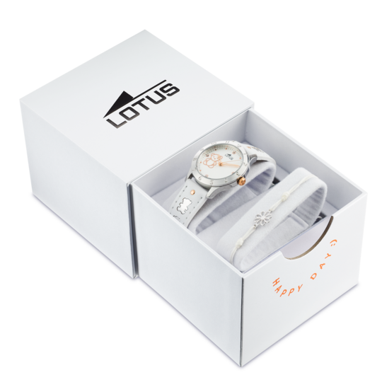 Montre enfant Lotus Junior 18657/A – cadran argenté bracelet cuir – vue de trois-quarts 2