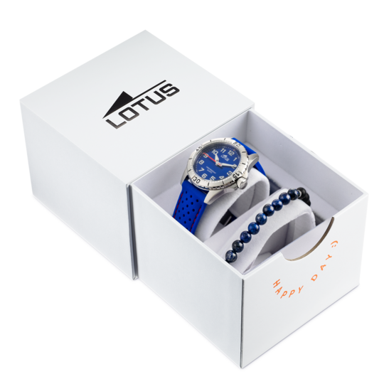 Montre enfant Lotus Junior 18663/2 – cadran bleu bracelet caoutchouc – vue de trois-quarts 2