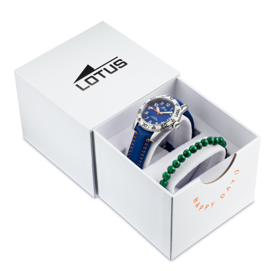 Montre enfant Lotus Junior 18665/2 – cadran bleu bracelet cuir – vue de trois-quarts 2