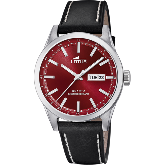 Montre homme Lotus Classic Strap 18671/5 – cadran grenat bracelet cuir – vue de face