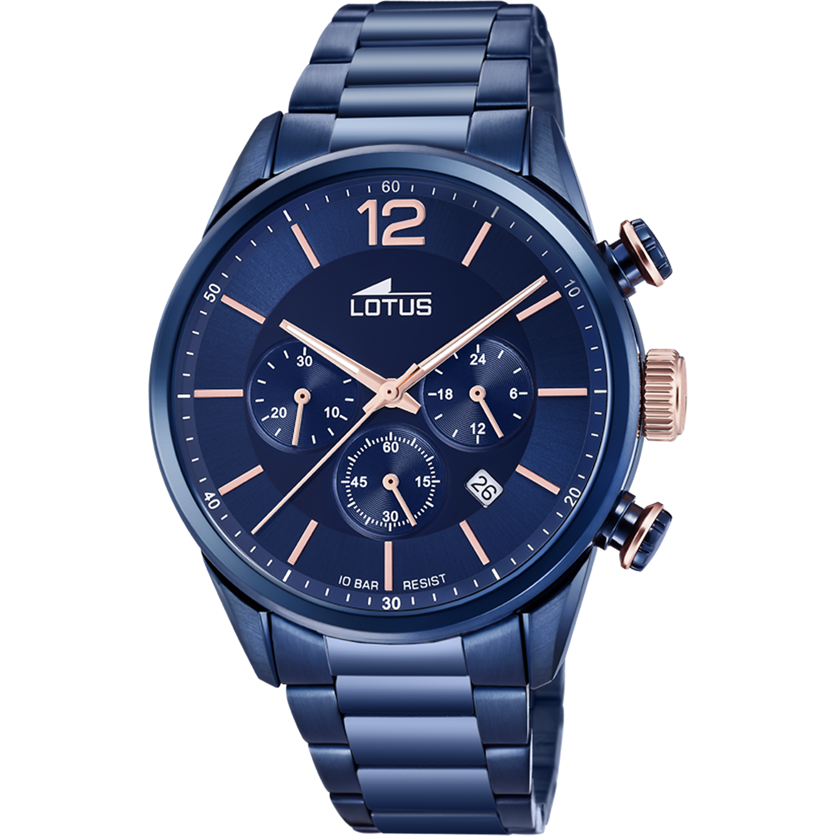Chrono - Model 18680/2 - Blue & Rose Gold - Lotus Watch