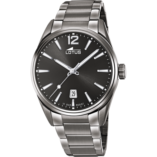 Montre homme Lotus Minimalist For Him 18684/1 – cadran gris foncé bracelet acier – vue de face