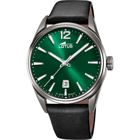 Montre homme Lotus Minimalist For Him 18685/4 – cadran vert bracelet cuir – vue de face