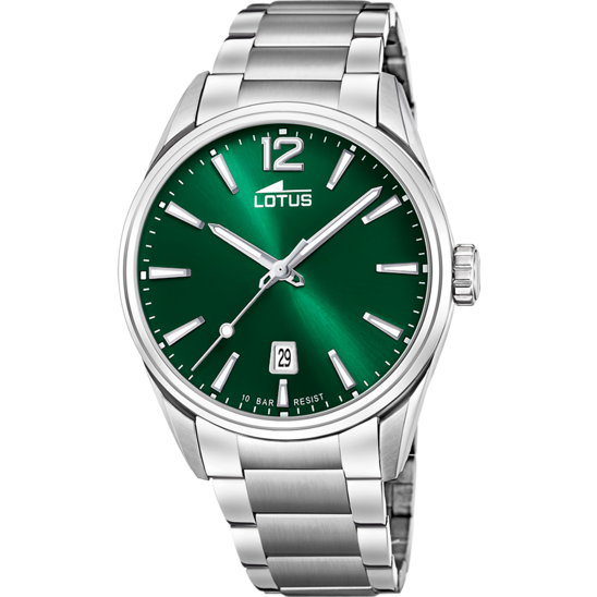 Montre homme Lotus Minimalist For Him 18692/4 – cadran vert bracelet acier – vue de face