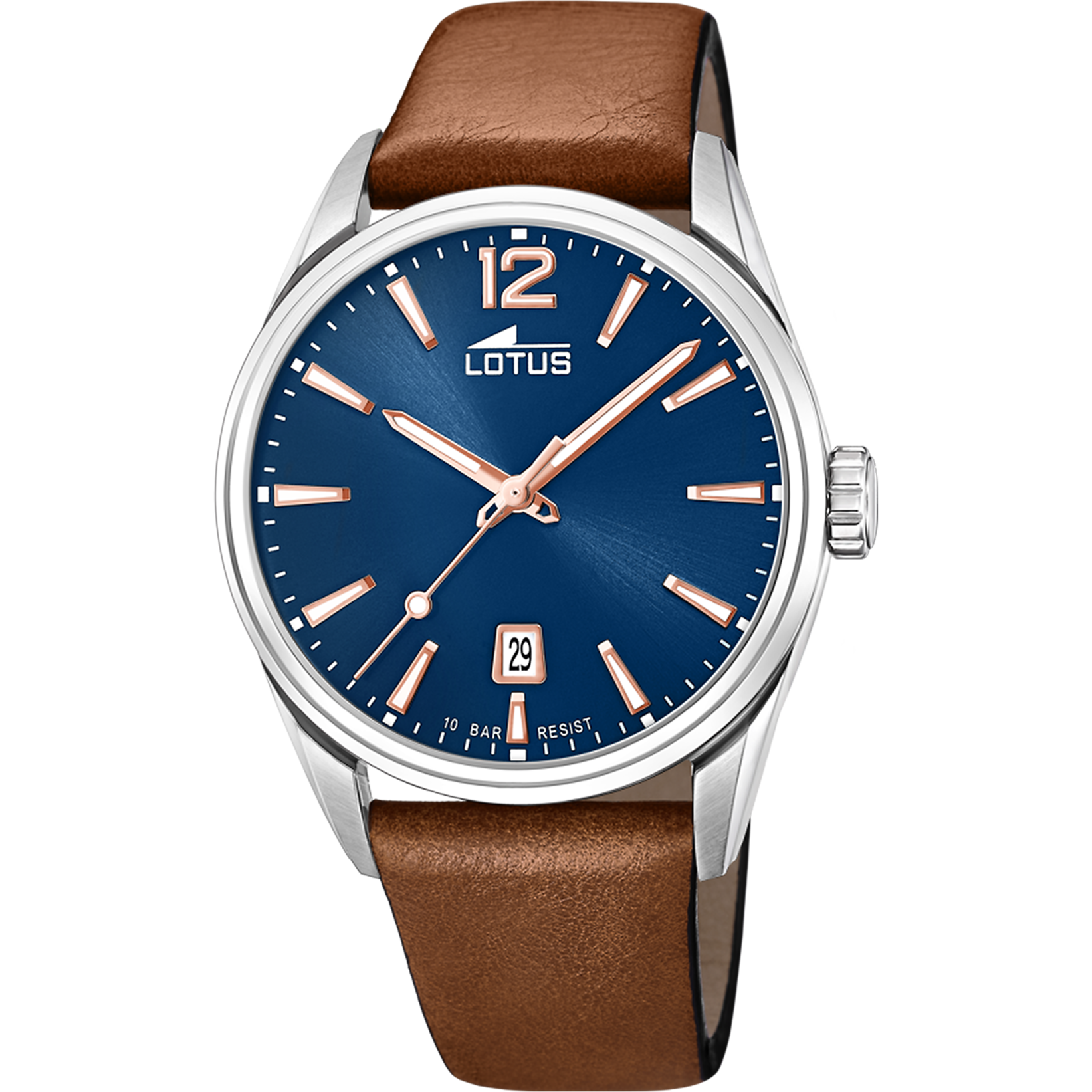 Minimalistisch - Model 18693/2 - Blauw en leer - Lotus horloge