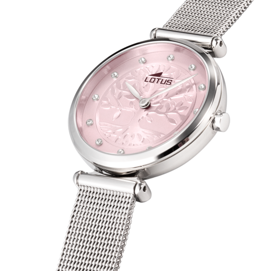 Montre femme Lotus Trendy 18708/2 – cadran rose clair bracelet acier – vue de trois-quarts 2