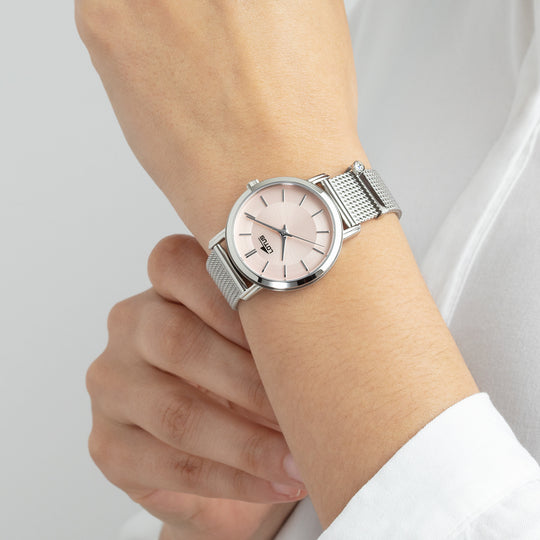 Montre femme Lotus Minimalist For Her 18737/2 – cadran rose bracelet acier – portée 2