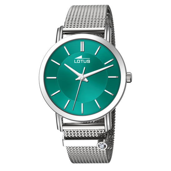 Montre femme Lotus Minimalist For Her 18737/6 – cadran vert bracelet acier – vue de face