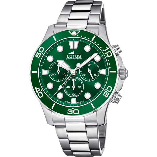 Montre homme Lotus Excellent 18756/2 – cadran vert bracelet acier – vue de face