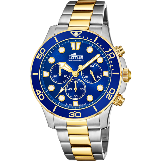 Montre homme Lotus Excellent 18757/1 – cadran bleu bracelet acier – vue de face