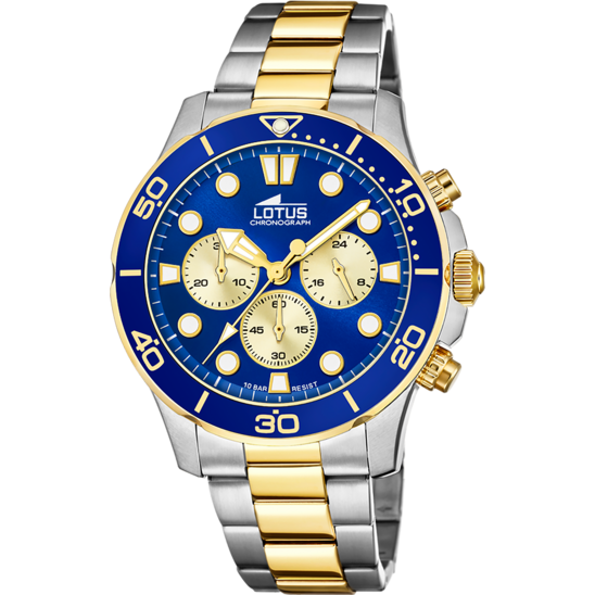 Montre homme Lotus Excellent 18757/6 – cadran bleu bracelet acier – vue de face