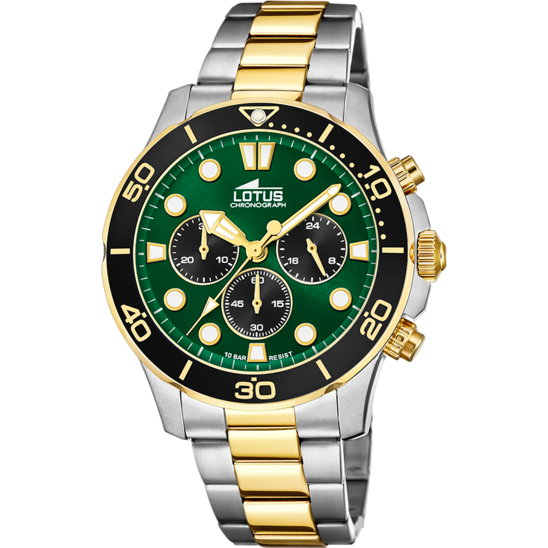 Montre homme Lotus Excellent 18757/7 – cadran vert bracelet acier – vue de face